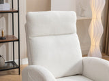 Mid Century Modern Teddy Fabric Upholstered Rocking Chair Padded Seat For Living Room Bedroom, Beige W1397P146020