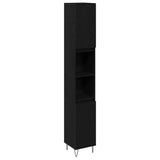 Bathroom Cabinet Black Oak 30 x 30 x 190 cm Engineered Wood 862882