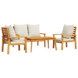 ZNTS 4 Piece Garden Lounge Set with Cushions Solid Wood Acacia 3211795