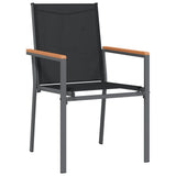 7 Piece Garden Dining Set Black Textilene and Steel 3187039