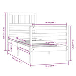 ZNTS Bed Frame without Mattress 90x190 cm Single Single Solid Wood 3101053