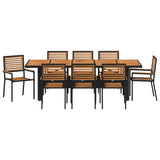 Garden Dining Set 9 pcs Black and Brown Poly Rattan 3365446