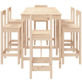 ZNTS 7 Piece Garden Bar Set Solid Wood Pine 3154760