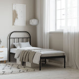 Metal Bed Frame without Mattress with Headboard Black 75x190cm 353625