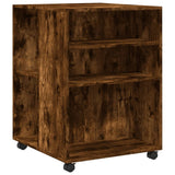 Side Table with Wheels Smoked Oak 55x60x78 cm Engineered Wood 853159