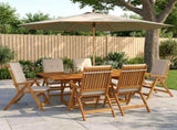 Outdoor Dining Set with Parasol 8 pcs Cream White 3438554