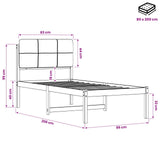 Bed Frame with Upholstered Headboard Natural and Dark Grey 904445