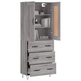 Highboard Grey Sonoma 69,5x34x180 cm Engineered Wood 3199783