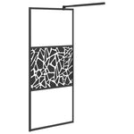 ZNTS Walk-in Shower Wall with Shelf Black 100x195 cm ESG Glass&Aluminium 3185476