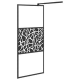 ZNTS Walk-in Shower Wall with Shelf Black 100x195 cm ESG Glass&Aluminium 3185476