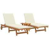 Sun Lounger 3 pcs Solid Acacia Wood Brown 3325206