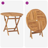 3 Piece Folding Garden Bistro Set Natural Solid Teak Wood 3434097