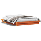 LED Bed Frame without Mattress Wax Brown 150x200 cm King Size Solid Wood 844415