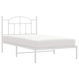 Metal Bed Frame without Mattress with Headboard White 100x190cm 353482