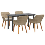 Garden Dining Set with Cushion 5 pcs Beige Poly Rattan 3261700