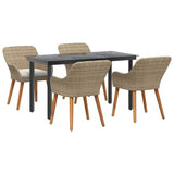 Garden Dining Set with Cushion 5 pcs Beige Poly Rattan 3261700