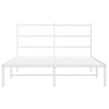 Metal Bed Frame without Mattress with Headboard White 140x200cm 355415