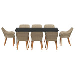 Garden Dining Set with Cushion 9 pcs Beige Poly Rattan 3261697