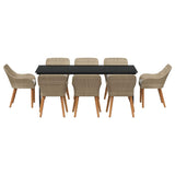Garden Dining Set with Cushion 9 pcs Beige Poly Rattan 3261697
