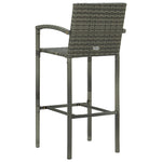 5 Piece Outdoor Bar Set with Armrest Poly Rattan Grey 3064812