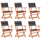 Garden Chair Set of 6 Black and natural 3086966