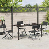 Garden Dining Set Folding 5 pcs Black Powder-Coated Steel 3379376