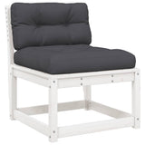 7 Piece Garden Lounge Set with Cushions White Solid Wood Pine 3216936