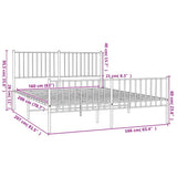 Metal Bed Frame without Mattress with Footboard White 160x200cm 350952