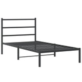 Metal Bed Frame without Mattress with Headboard Black 100x190cm 355359