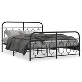 Metal Bed Frame without Mattress with Footboard Black 150x200cm 377137