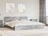 Bed Frame Concrete Grey 200 x 200 cm Engineered Wood 3412153