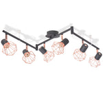ZNTS Ceiling Lamp with 6 Spotlights E14 Black and Copper 244392