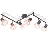 ZNTS Ceiling Lamp with 6 Spotlights E14 Black and Copper 244392