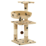 Cat Tree with Sisal Scratching Posts 65 cm Paw Prints Beige 170610