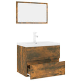 Bathroom Furniture Set Smoked Oak Engineered Wood 3152876