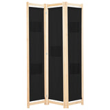 3-Panel Room Divider Black 120x170x4 cm Fabric 248183