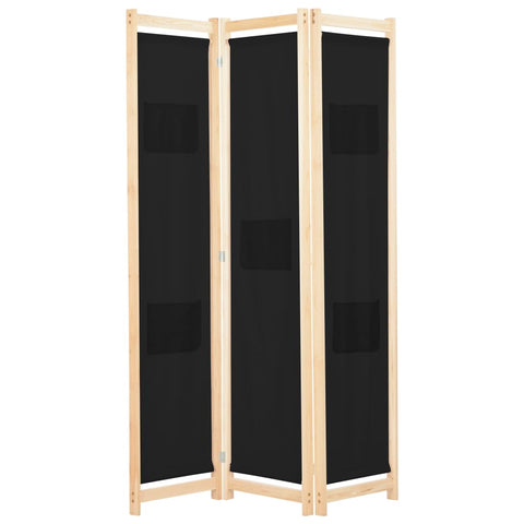 3-Panel Room Divider Black 120x170x4 cm Fabric 248183