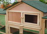 Large Rabbit Hutch Outdoor Wooden Guinea Pig Hutch with Run, 2 Storey Bunny House 210 x 45.5 x 84.5 T3398P375355