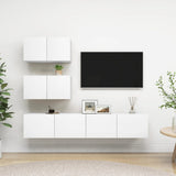 4 Piece TV Cabinet Set White Engineered Wood 3078710