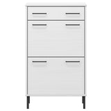 Shoe Rack with Metal Legs White Solid Wood Pine OSLO 350984