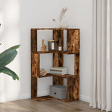 Corner Bookcase 3-Tier Smoked Oak 50x50x102 cm Engineered Wood 852595