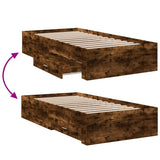 Bed Frame with Drawers without Mattress Smoked Oak 90x190 cm Single 3280437