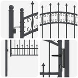 Fence Gate with Spear Top with Lock Grey 103 x 75 cm Steel 42009037