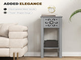 Set of Two Elegant Floral Cut-Out Side Tables - Grey T3398P344559