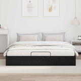 Ottoman Bed Frame Black Oak 203 x 180 x 25 cm Engineered Wood 3409206