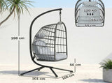 Hanging Egg Chair, Indoor Outdoor Hammock Swing Chair with Stand, Safety Strap, Foldable Basket, T3398P553402
