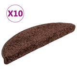 Stair Mats 10 pcs 56x17x3 cm Brown Half Round 149789