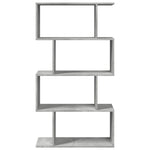 ZNTS Room Divider Bookcase 4-Tier Concrete Grey 70x24x129 cm Engineered Wood 858105