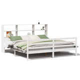 ZNTS Bookcase Bed without Mattress White 180x200 cm Super King Solid Wood Pine 3321906