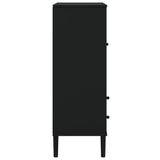 Highboard SENJA Rattan Look Black 90x40x112cm Solid Wood Pine 358054